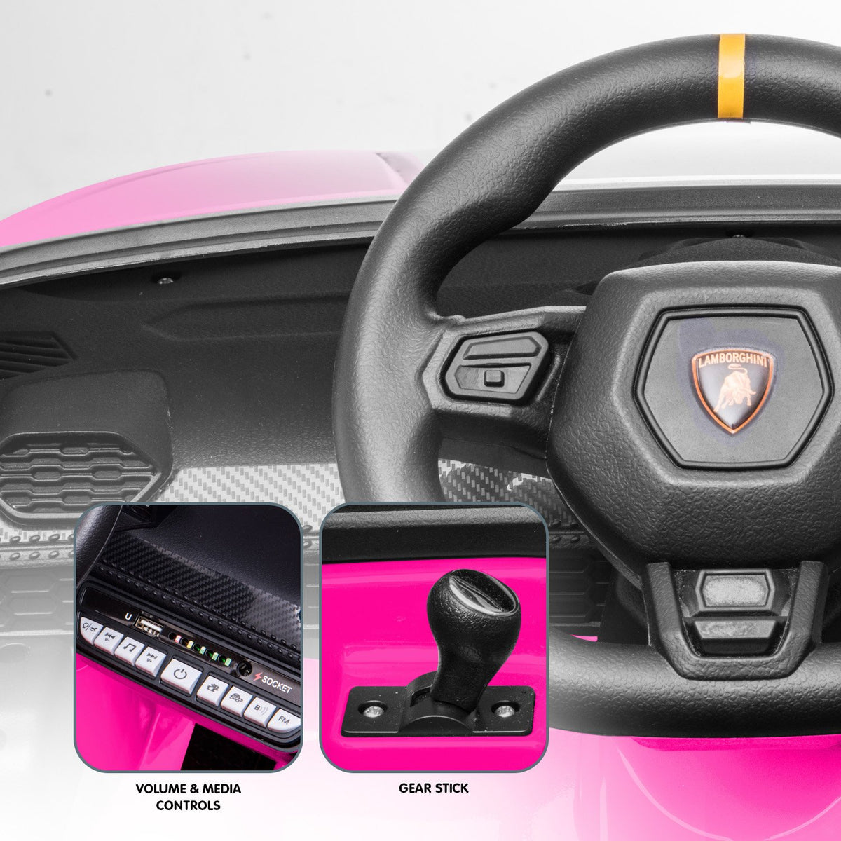 Lamborghini Performante 12V Kids Electric Ride-On Car, Pink