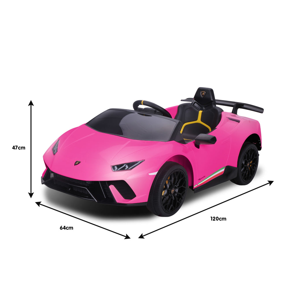 Lamborghini Performante 12V Kids Electric Ride-On Car, Pink