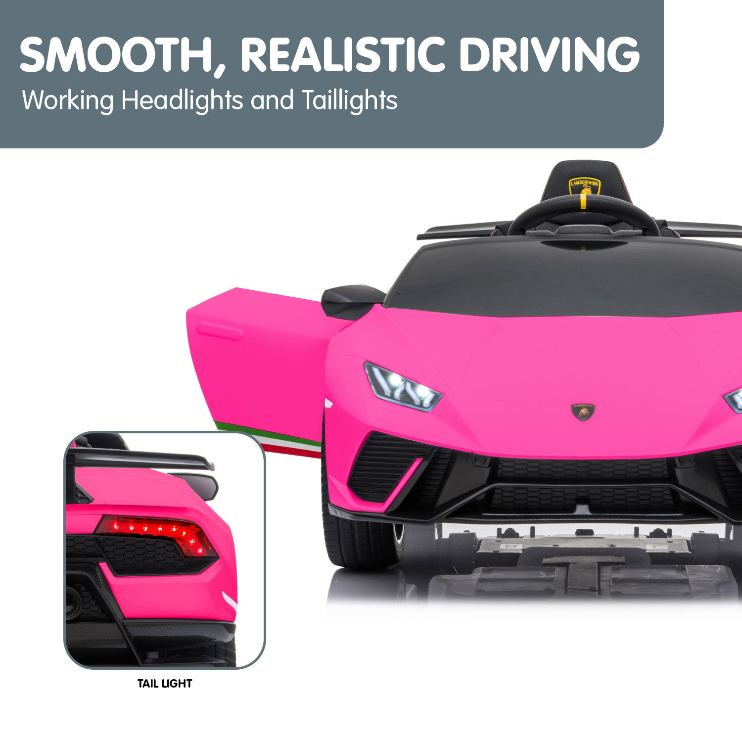Lamborghini Performante 12V Kids Electric Ride-On Car, Pink