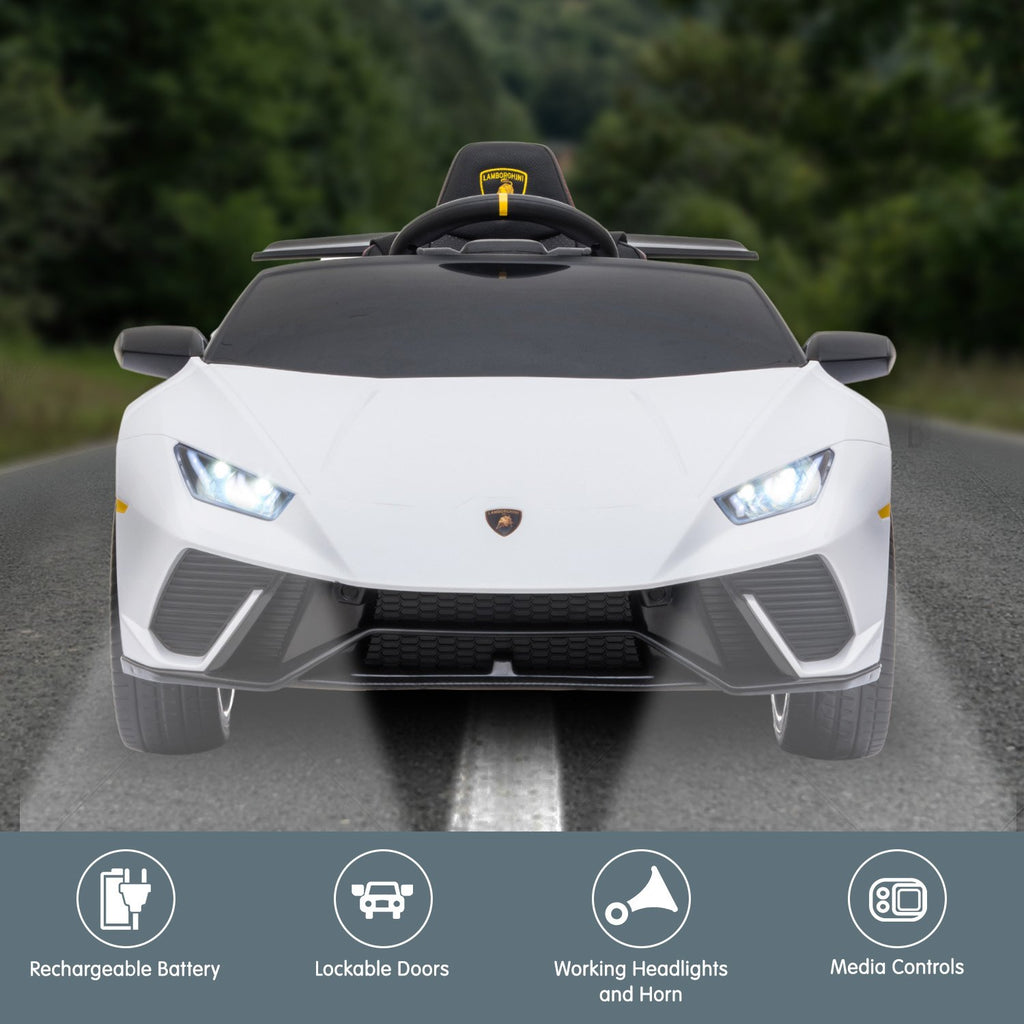 Lamborghini Performante 12V Kids Electric Ride-On Car, White