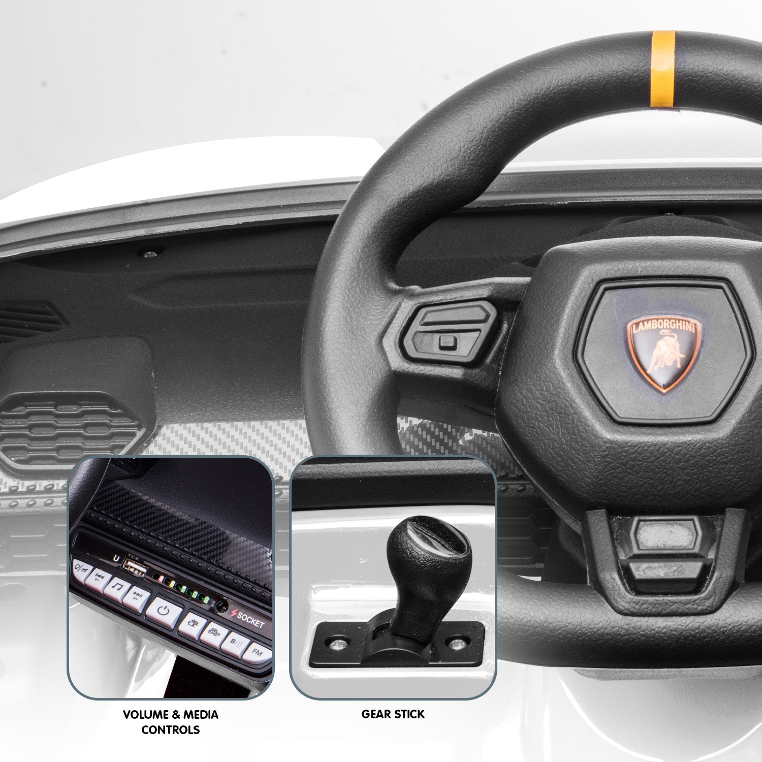 Lamborghini Performante 12V Kids Electric Ride-On Car, White