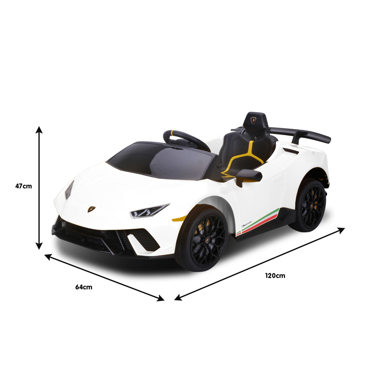 Lamborghini Performante 12V Kids Electric Ride-On Car, White