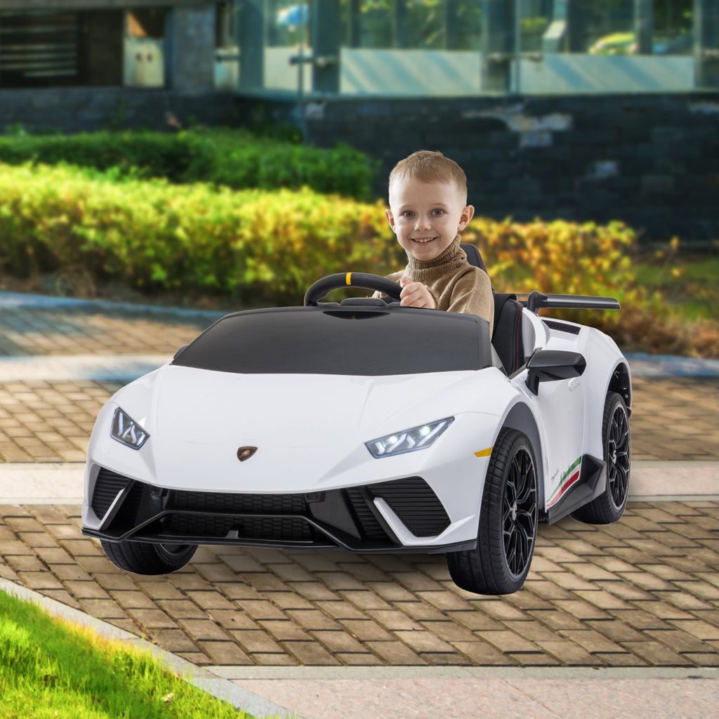 Lamborghini Performante 12V Kids Electric Ride-On Car, White
