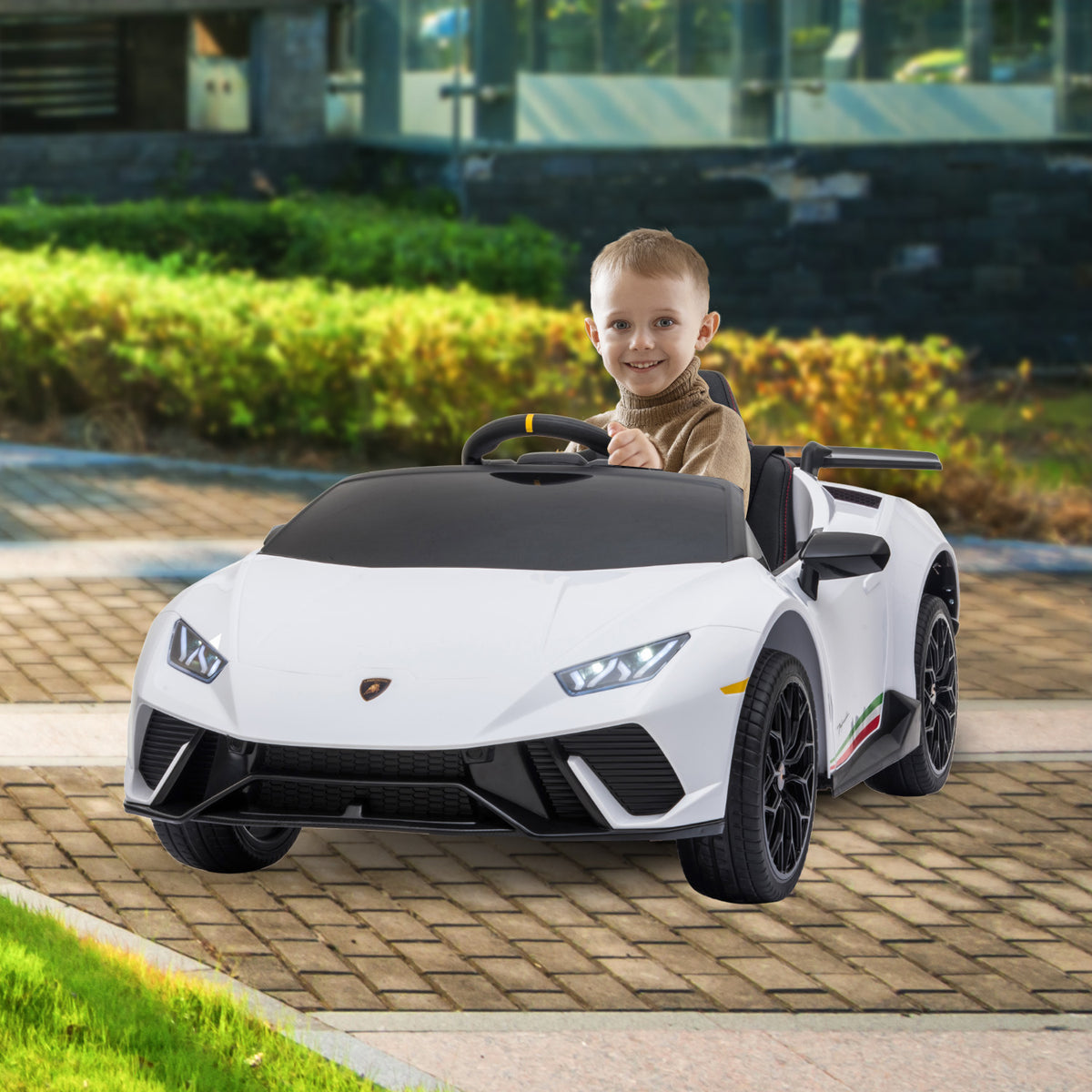 Lamborghini Performante 12V Kids Electric Ride-On Car, White