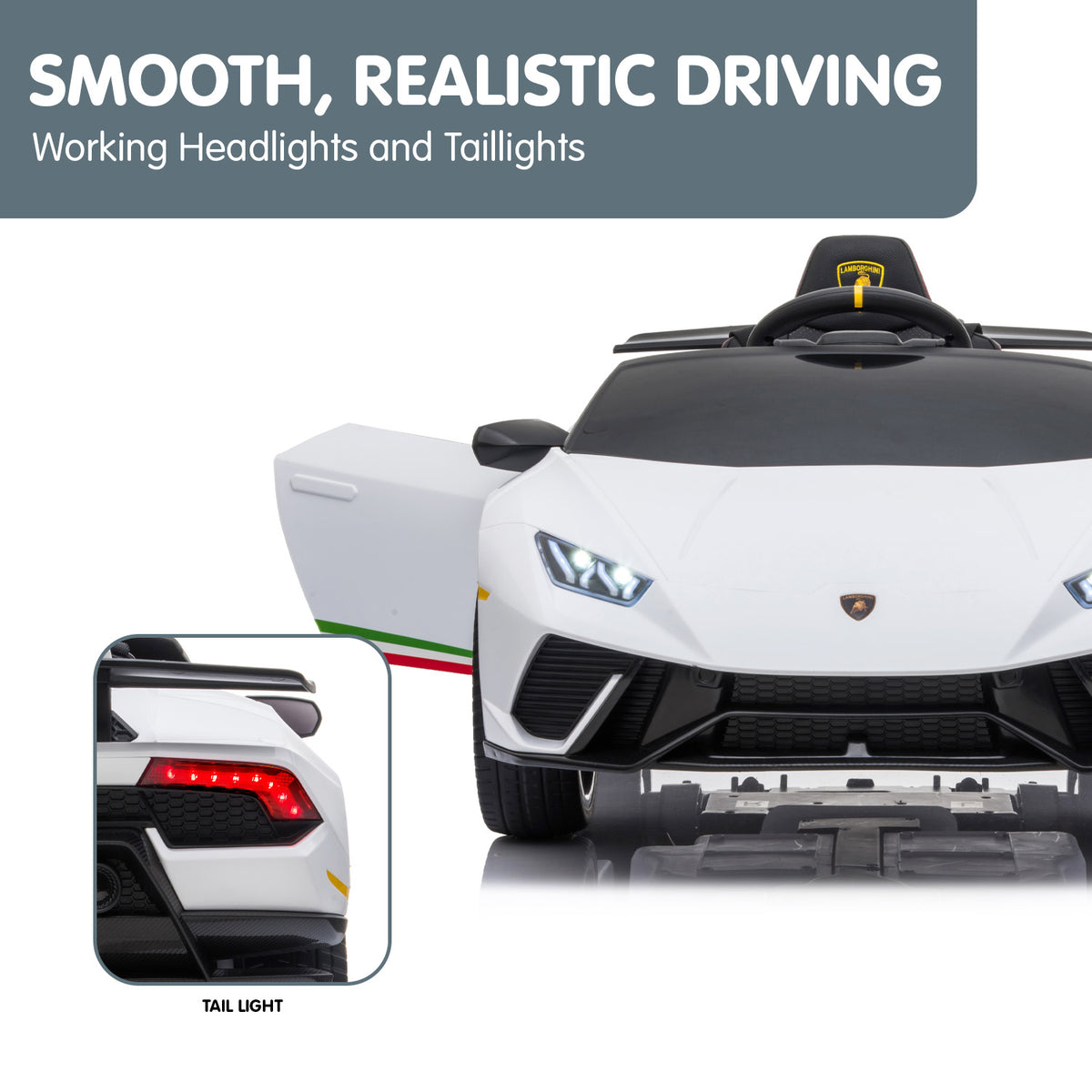 Lamborghini Performante 12V Kids Electric Ride-On Car, White