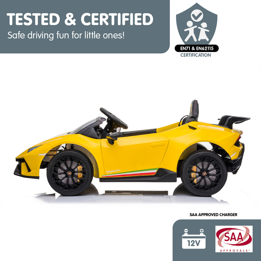 Lamborghini Performante 12V Kids Electric Ride-On Car, Yellow