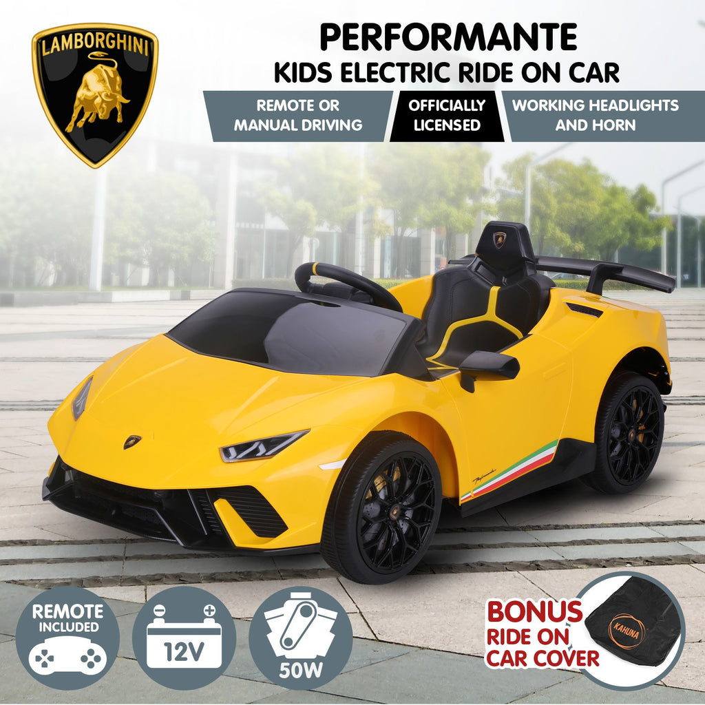 Lamborghini Performante 12V Kids Electric Ride-On Car, Yellow
