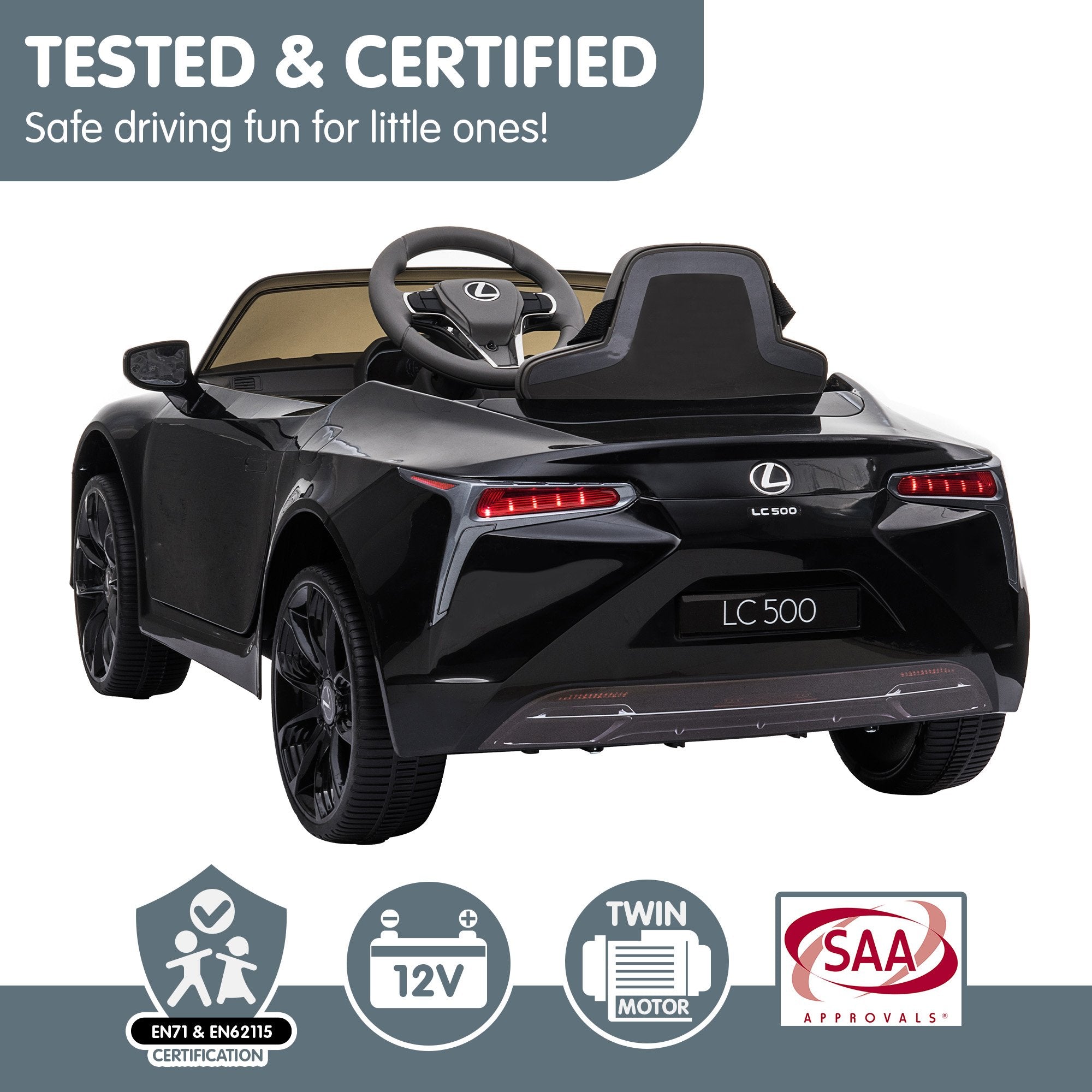 Lexus LC 500 12V Kids Electric Ride-On Car, Black