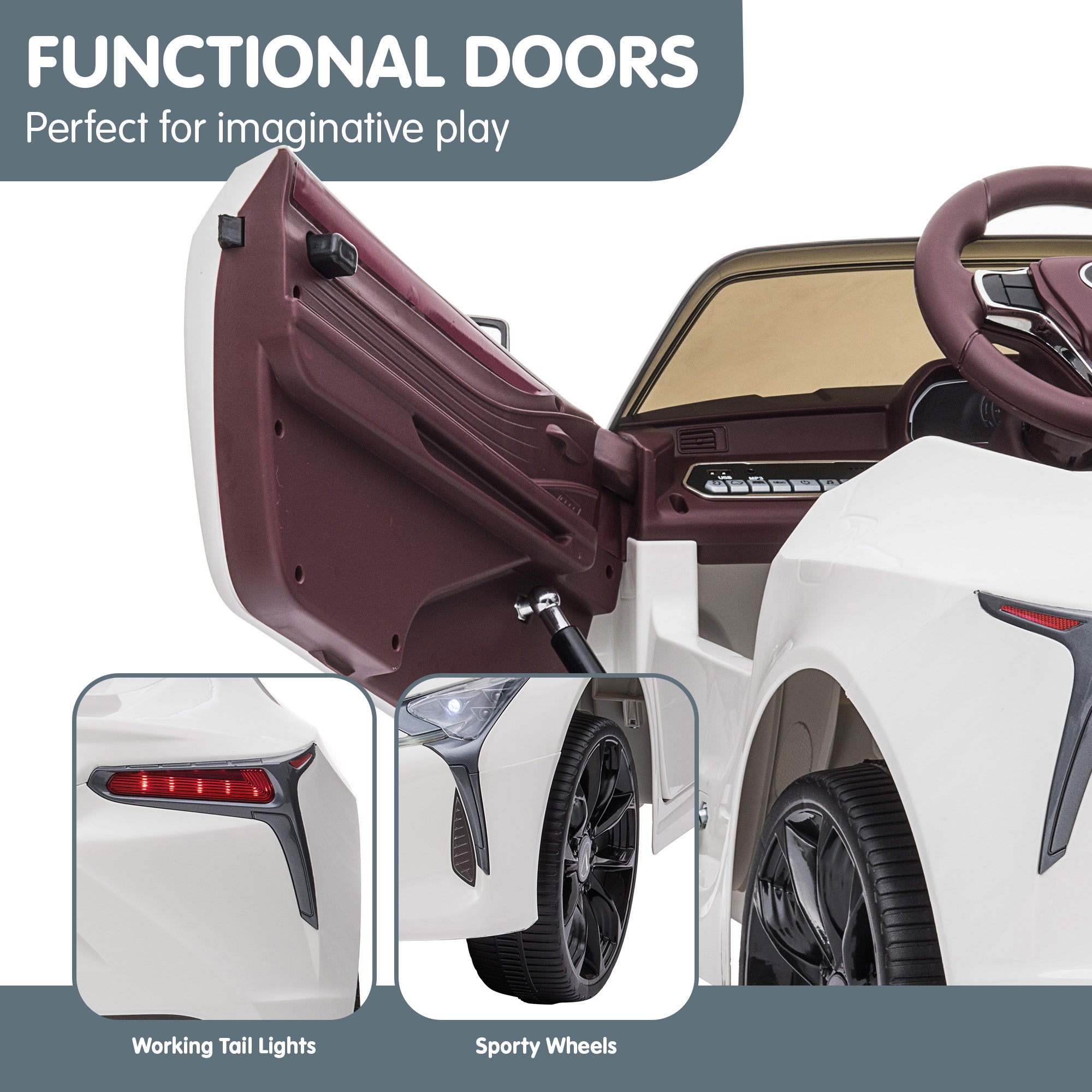 Lexus LC 500 12V Kids Electric Ride-On Car, White