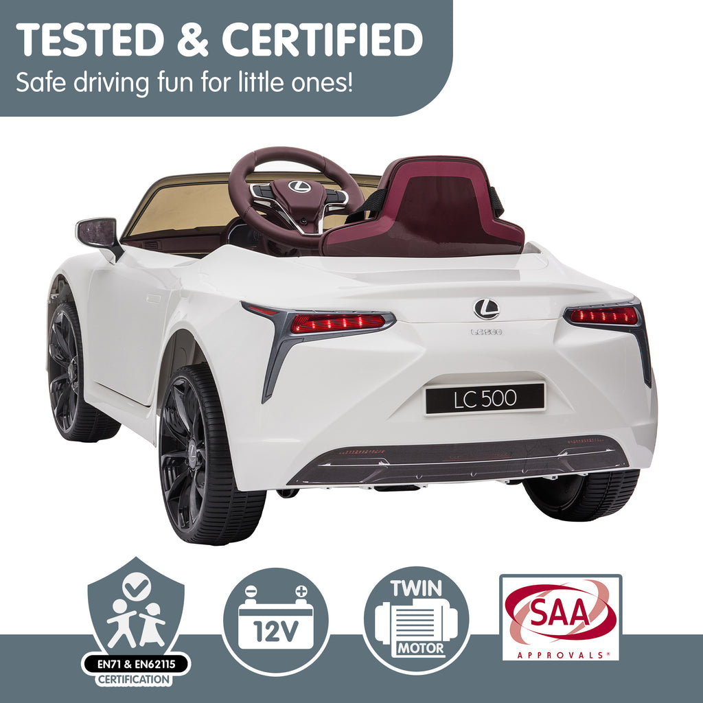 Lexus LC 500 12V Kids Electric Ride-On Car, White