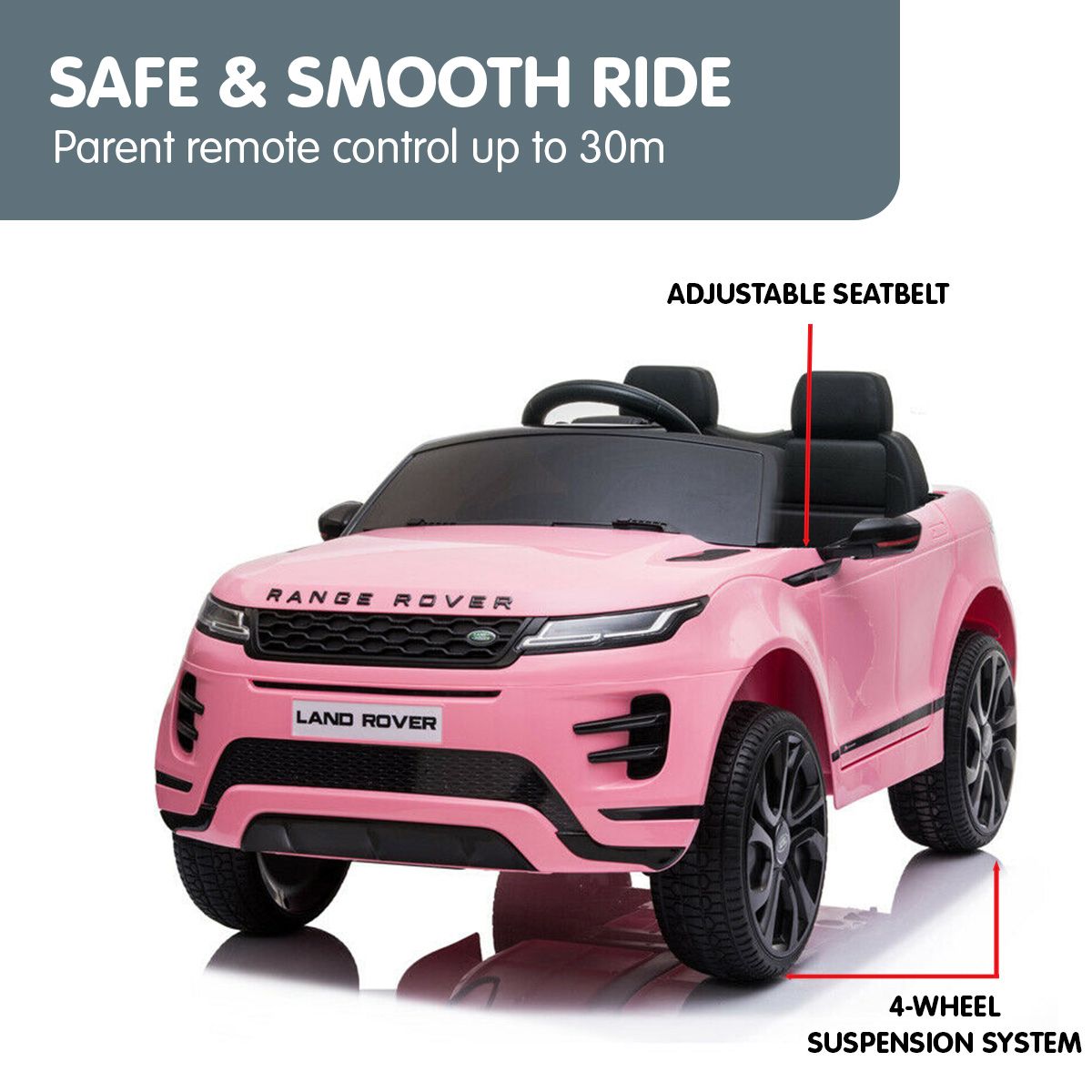 Land Rover 12V Kids Electric Ride-On Car, Pink