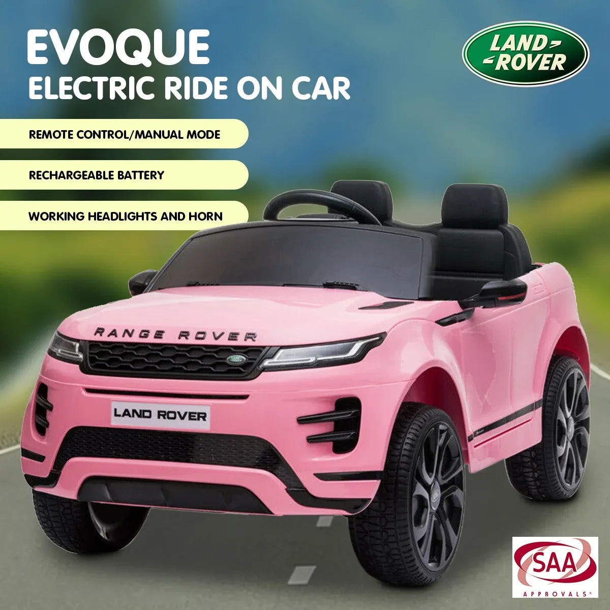 Land Rover 12V Kids Electric Ride-On Car, Pink
