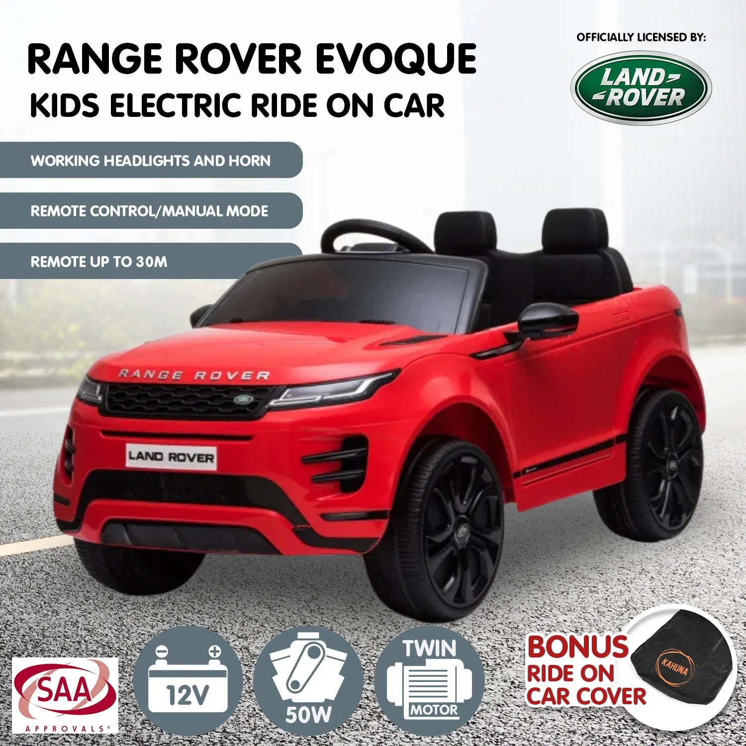 Land Rover 12V Kids Electric Ride-On Car, Red