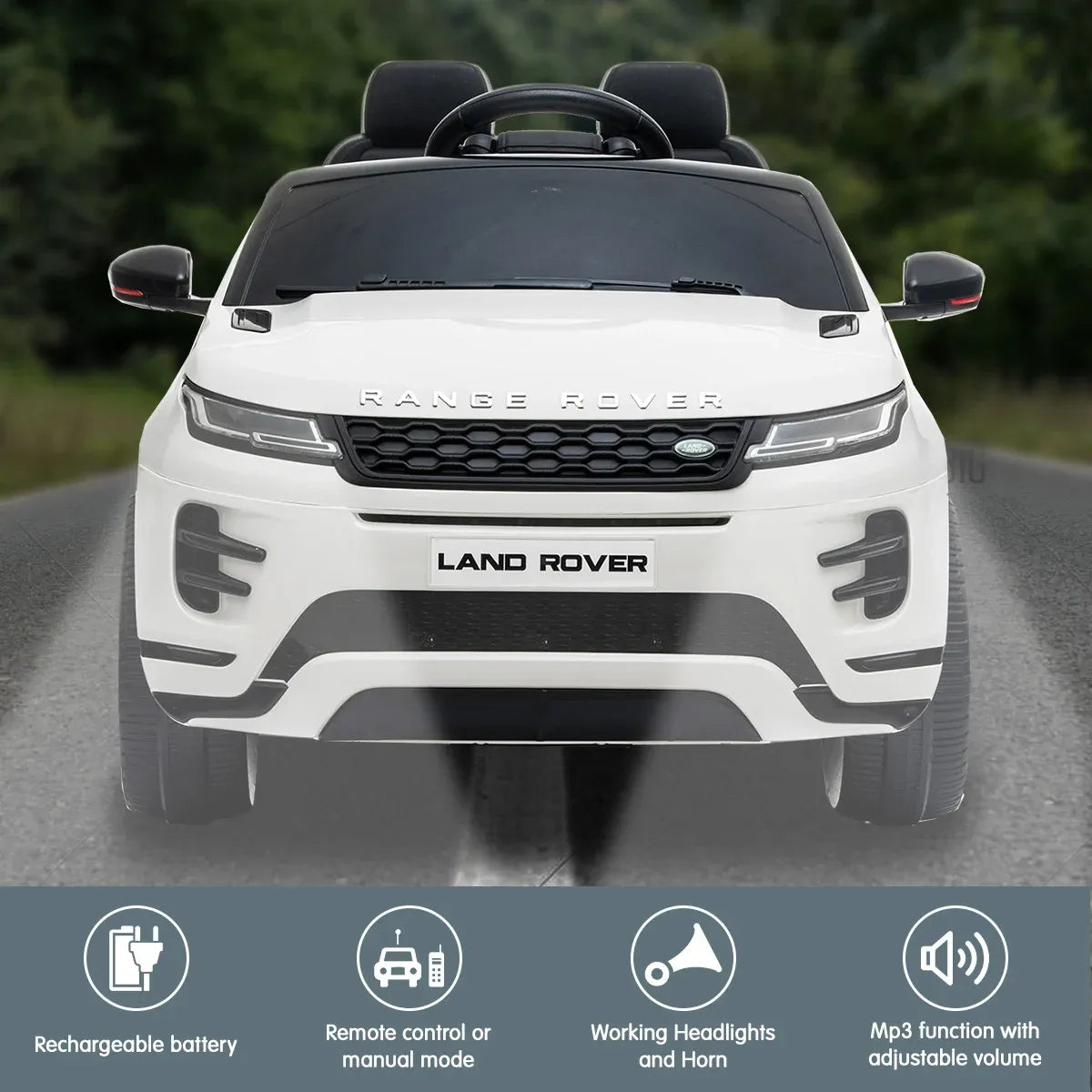 Land Rover 12V Kids Electric Ride-On Car, White
