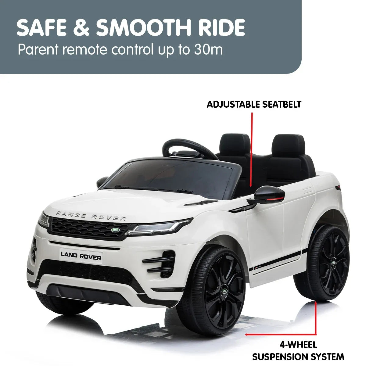 Land Rover 12V Kids Electric Ride-On Car, White