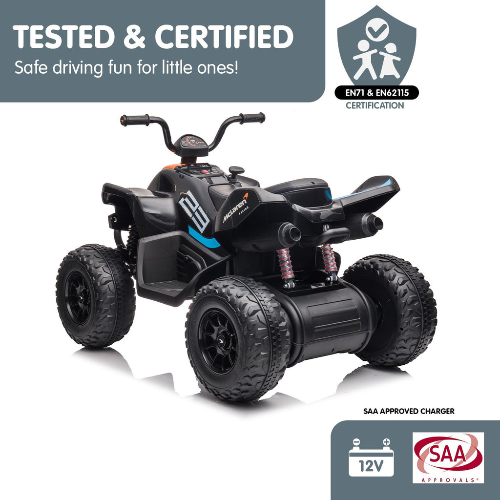 McLaren MCL35 12V Kids Electric Ride-On Quad Bike, Black