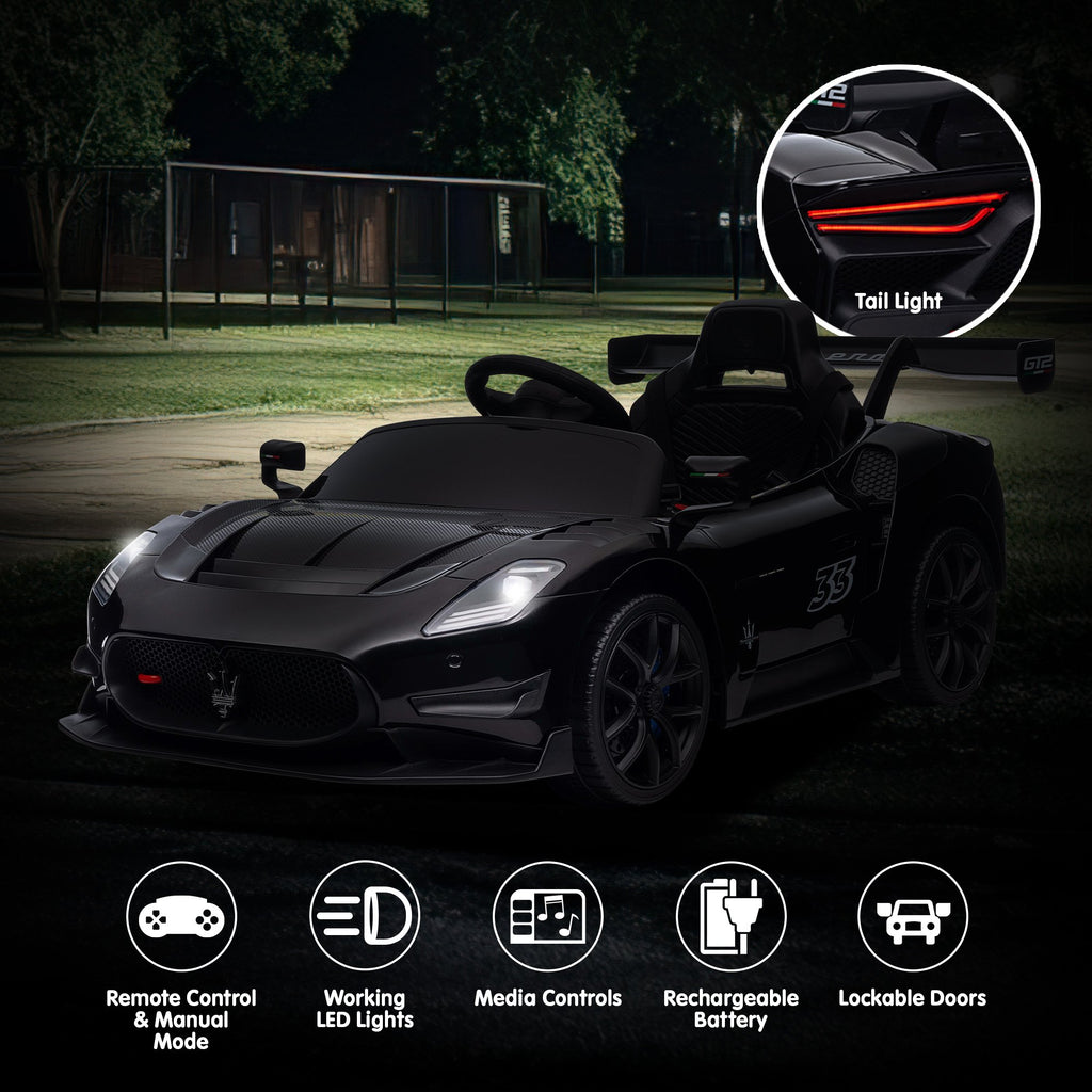 Maserati MC20 GT2 12V Kids Electric Ride-On Race Car, Black
