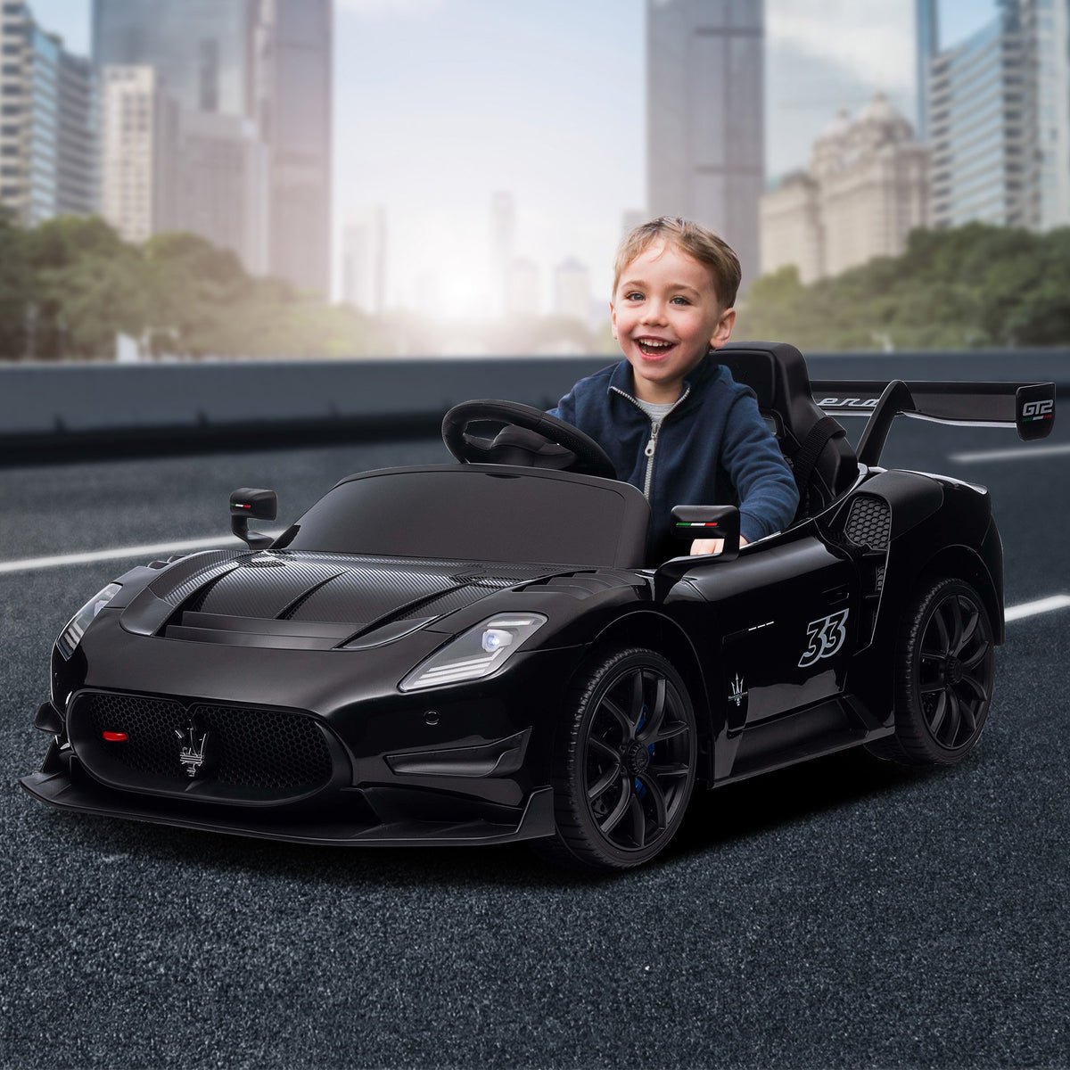 Maserati MC20 GT2 12V Kids Electric Ride-On Race Car, Black