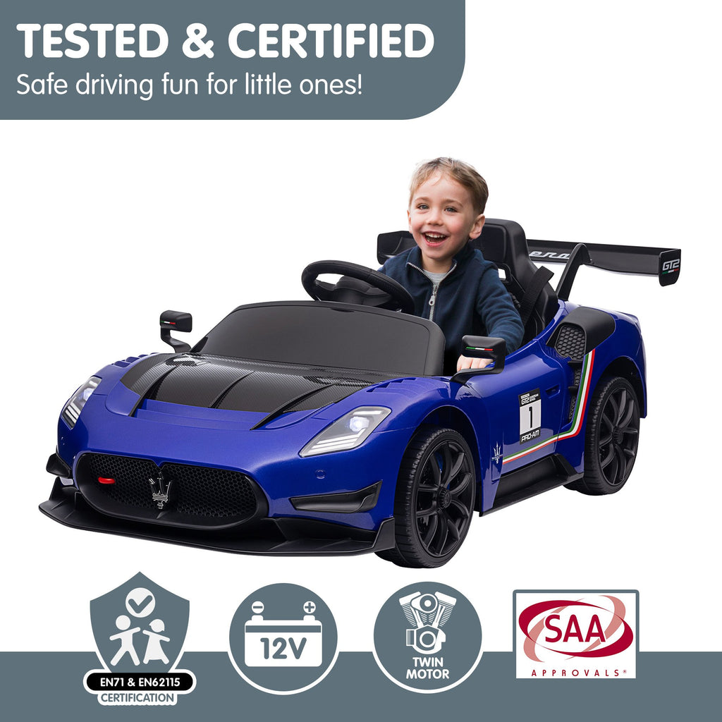 Maserati MC20 GT2 12V Kids Electric Ride-On Race Car, Blue