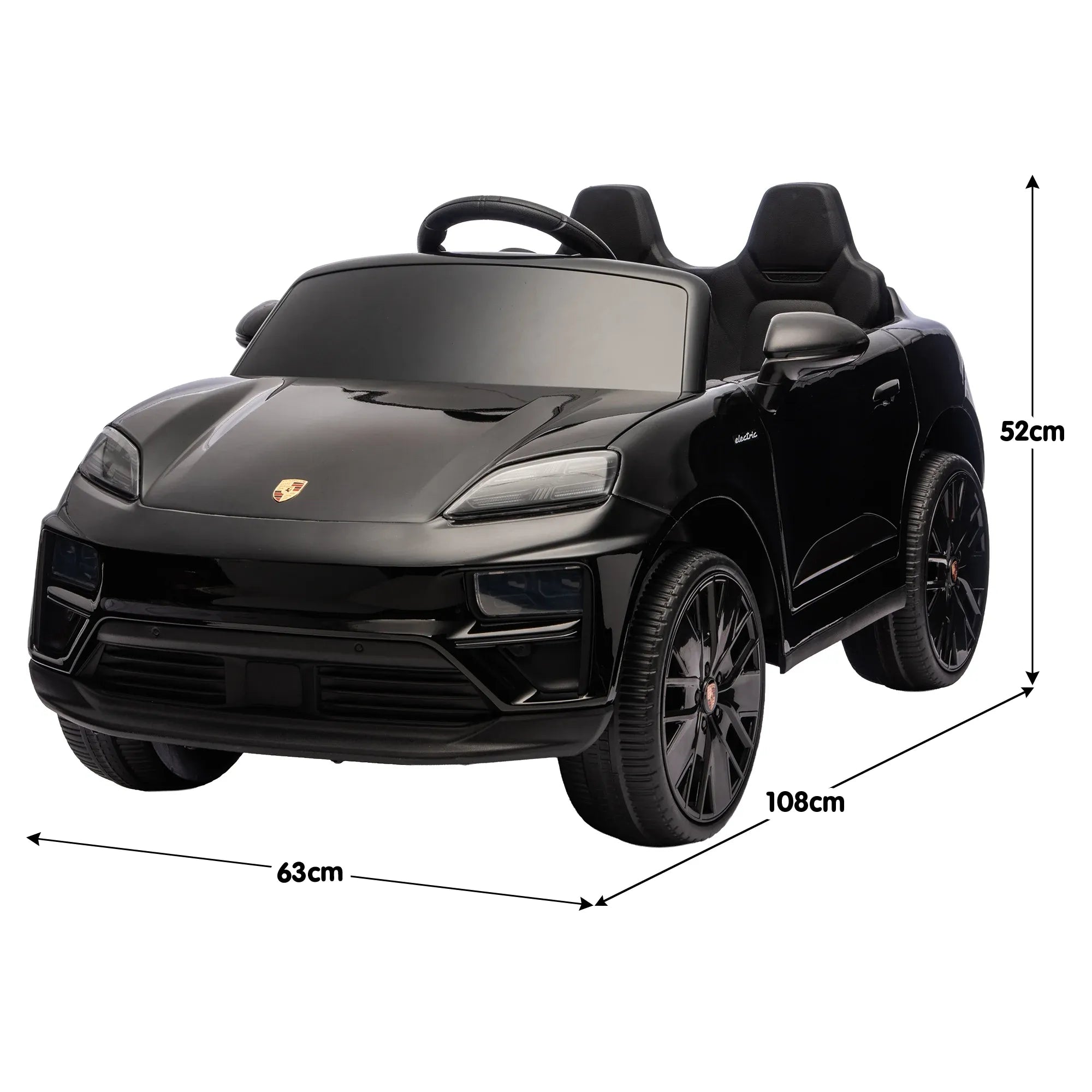 Porsche Macan Turbo EV 12V Kids Electric Ride-On Car, Black