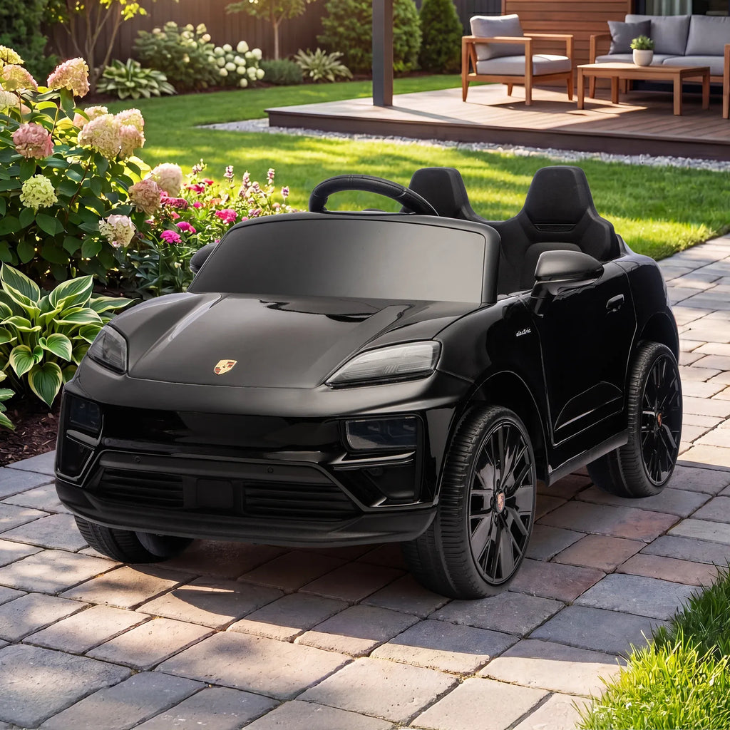 Porsche Macan Turbo EV 12V Kids Electric Ride-On Car, Black