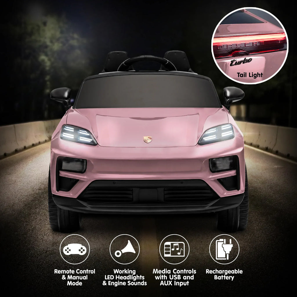 Porsche Macan Turbo EV 12V Kids Electric Ride-On Car, Pink