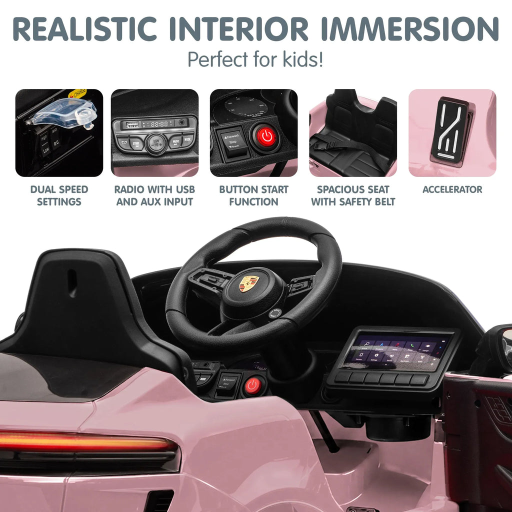 Porsche Macan Turbo EV 12V Kids Electric Ride-On Car, Pink