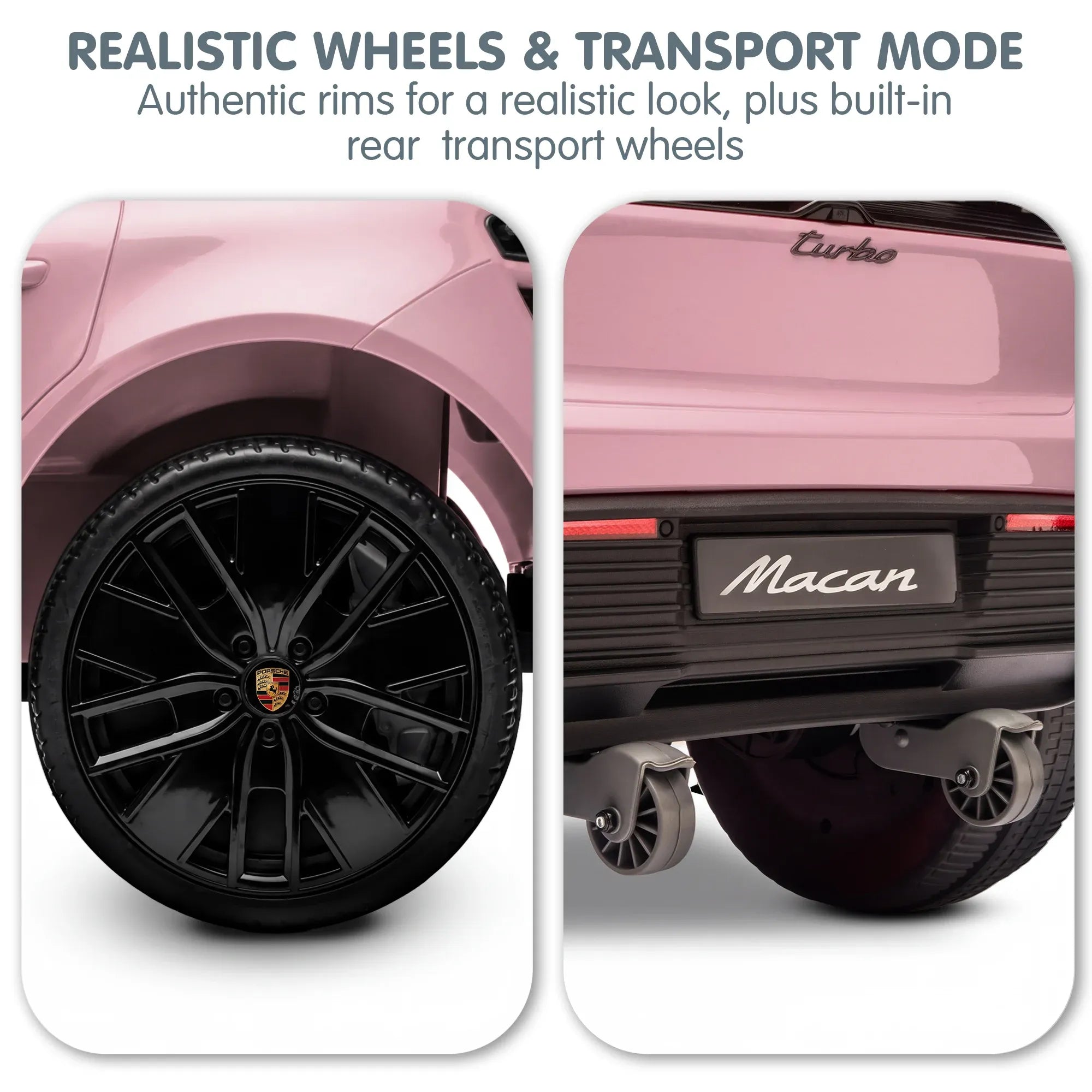 Porsche Macan Turbo EV 12V Kids Electric Ride-On Car, Pink