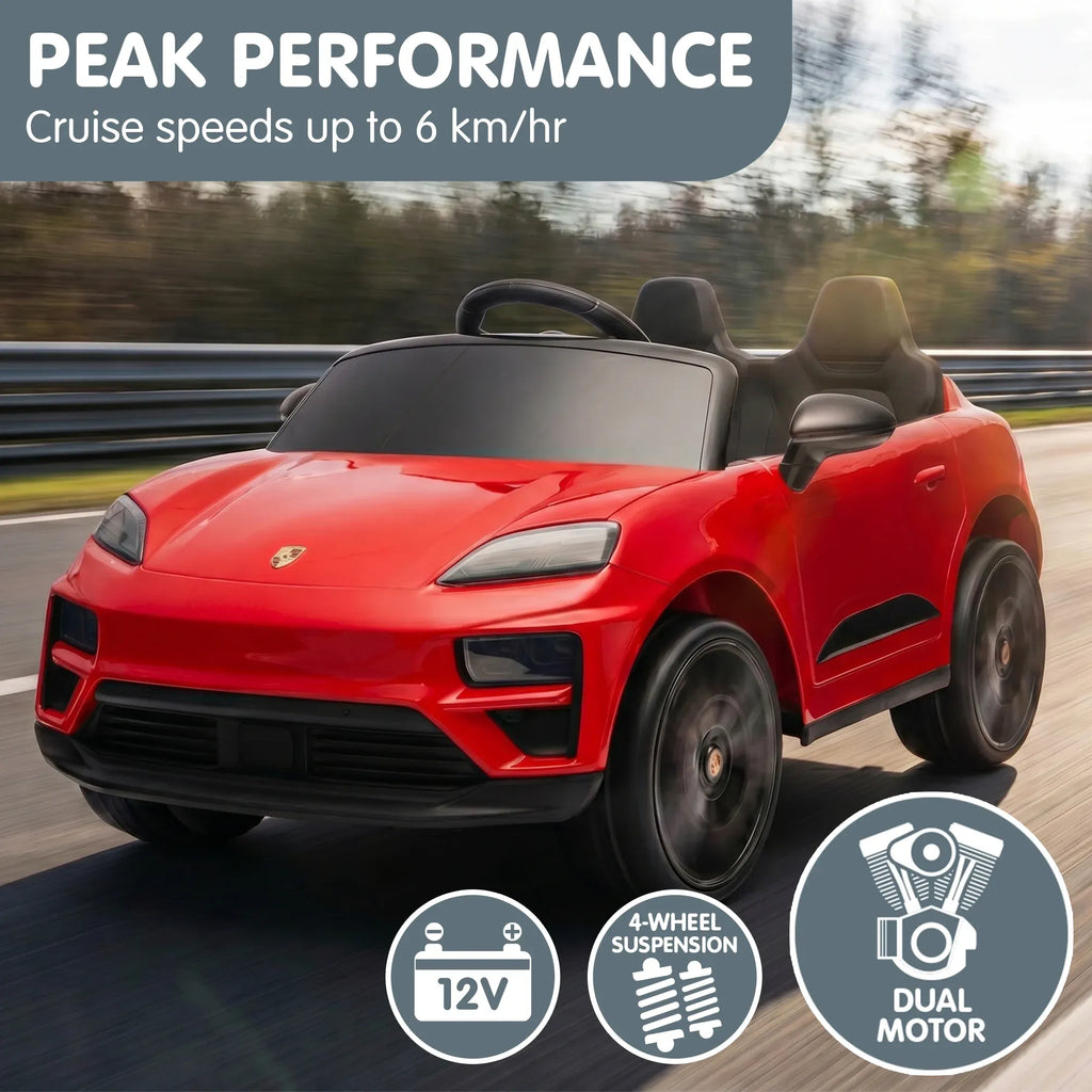 Porsche Macan Turbo EV 12V Kids Electric Ride-On Car, Red