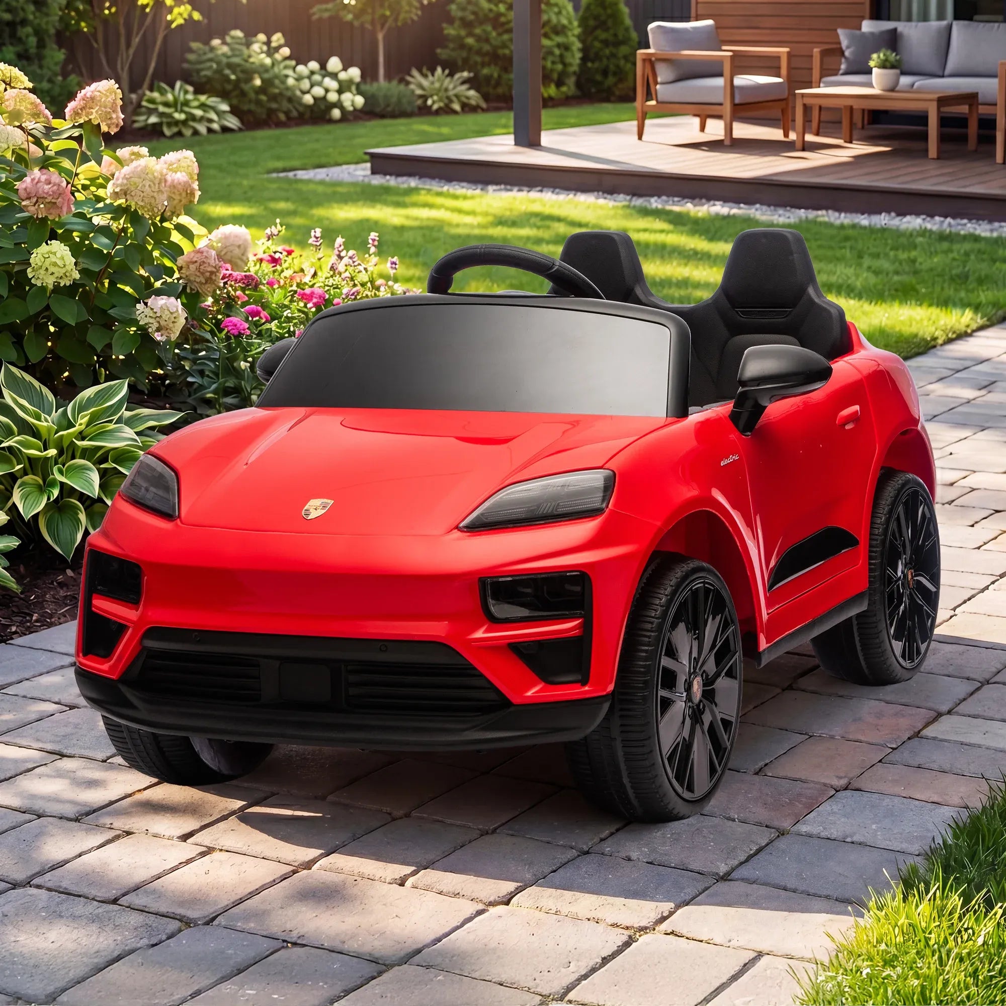 Porsche Macan Turbo EV 12V Kids Electric Ride-On Car, Red