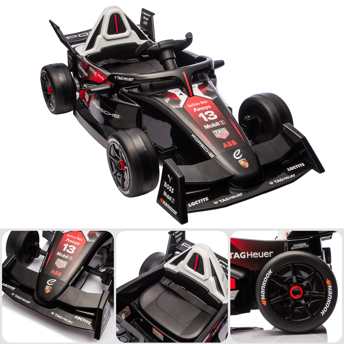 Porsche Formula E 12V Kids Electric Ride-On Car, Red