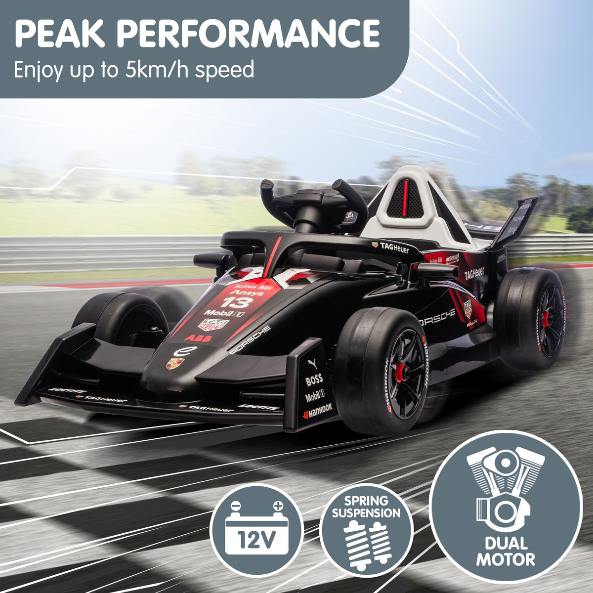 Porsche Formula E 12V Kids Electric Ride-On Car, Red