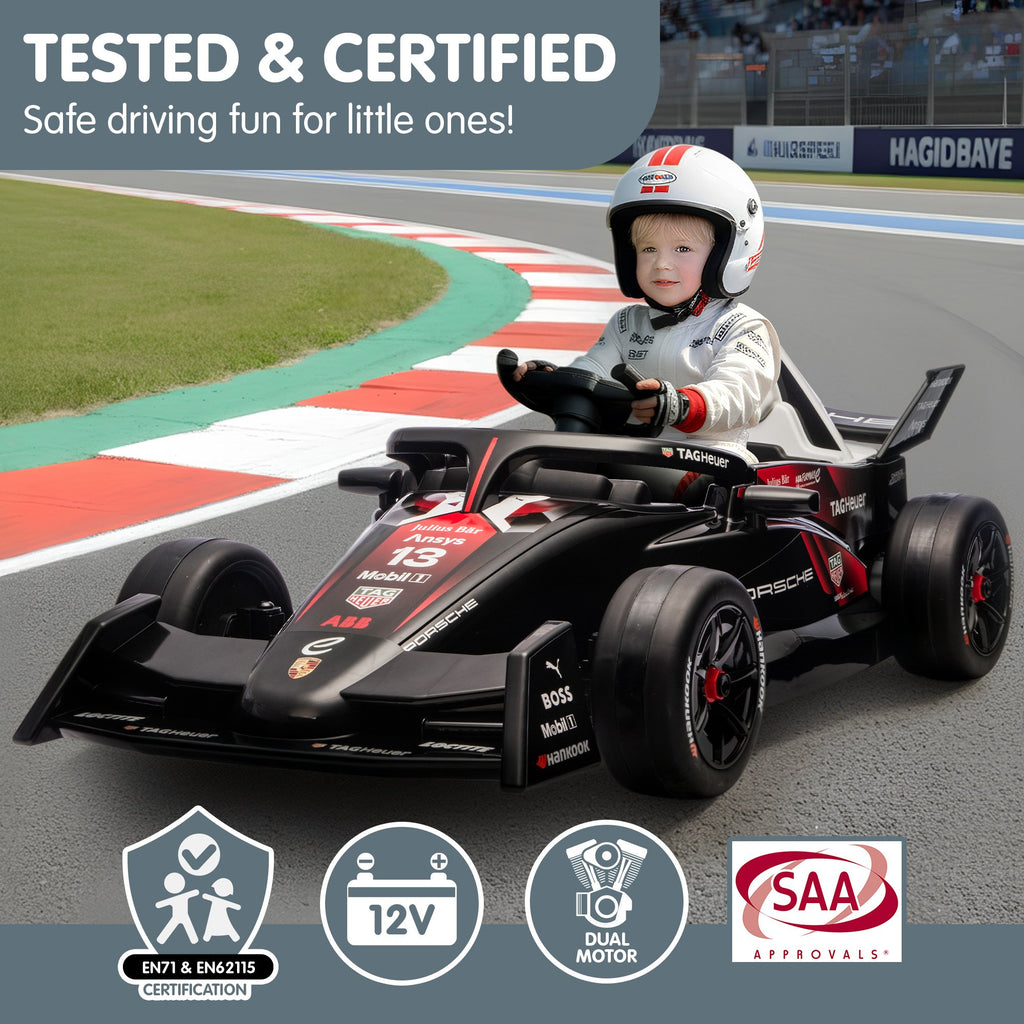 Porsche Formula E 12V Kids Electric Ride-On Car, Red