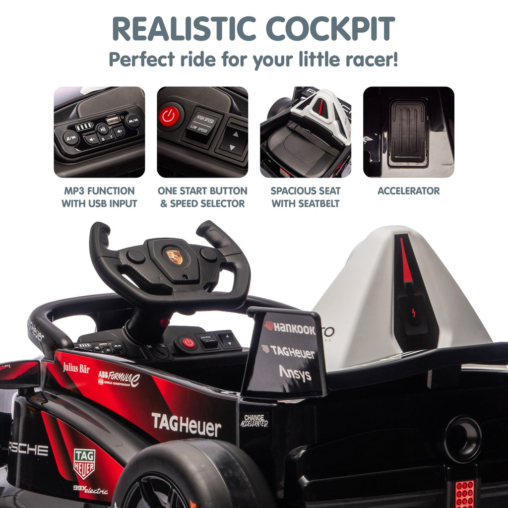 Porsche Formula E 12V Kids Electric Ride-On Car, Red