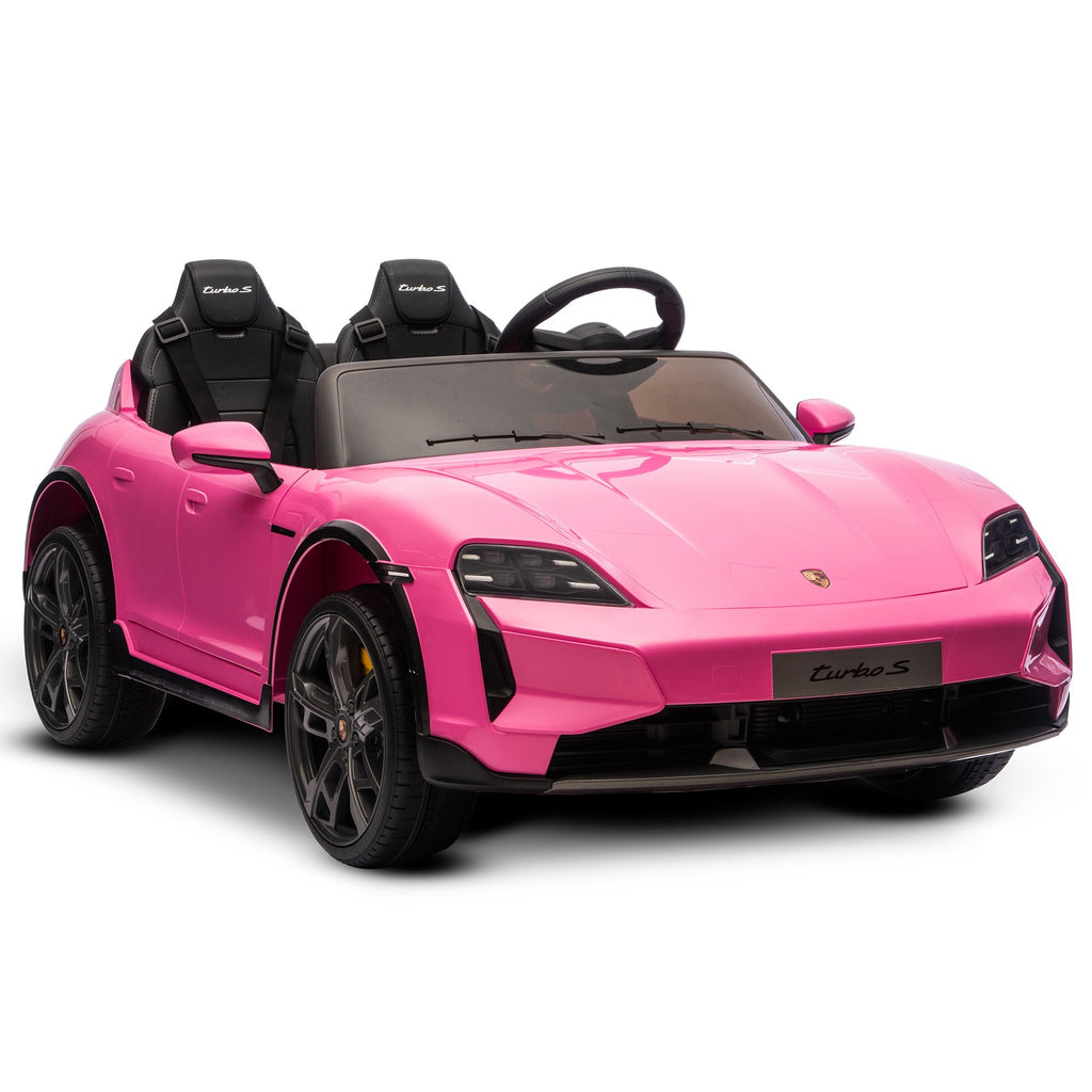 Porsche Taycan Turbo S 12V Kids Electric Ride-On Car, Pink