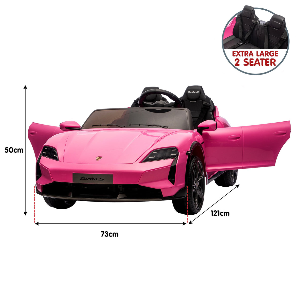 Porsche Taycan Turbo S 12V Kids Electric Ride-On Car, Pink
