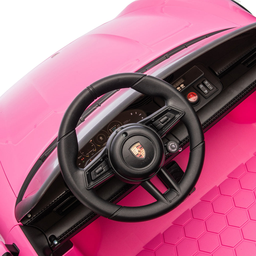 Porsche Taycan Turbo S 12V Kids Electric Ride-On Car, Pink