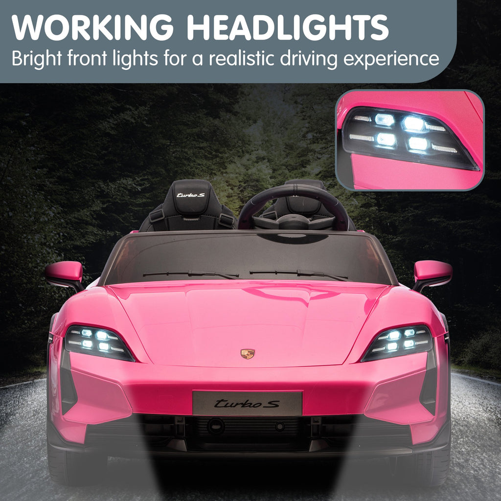 Porsche Taycan Turbo S 12V Kids Electric Ride-On Car, Pink