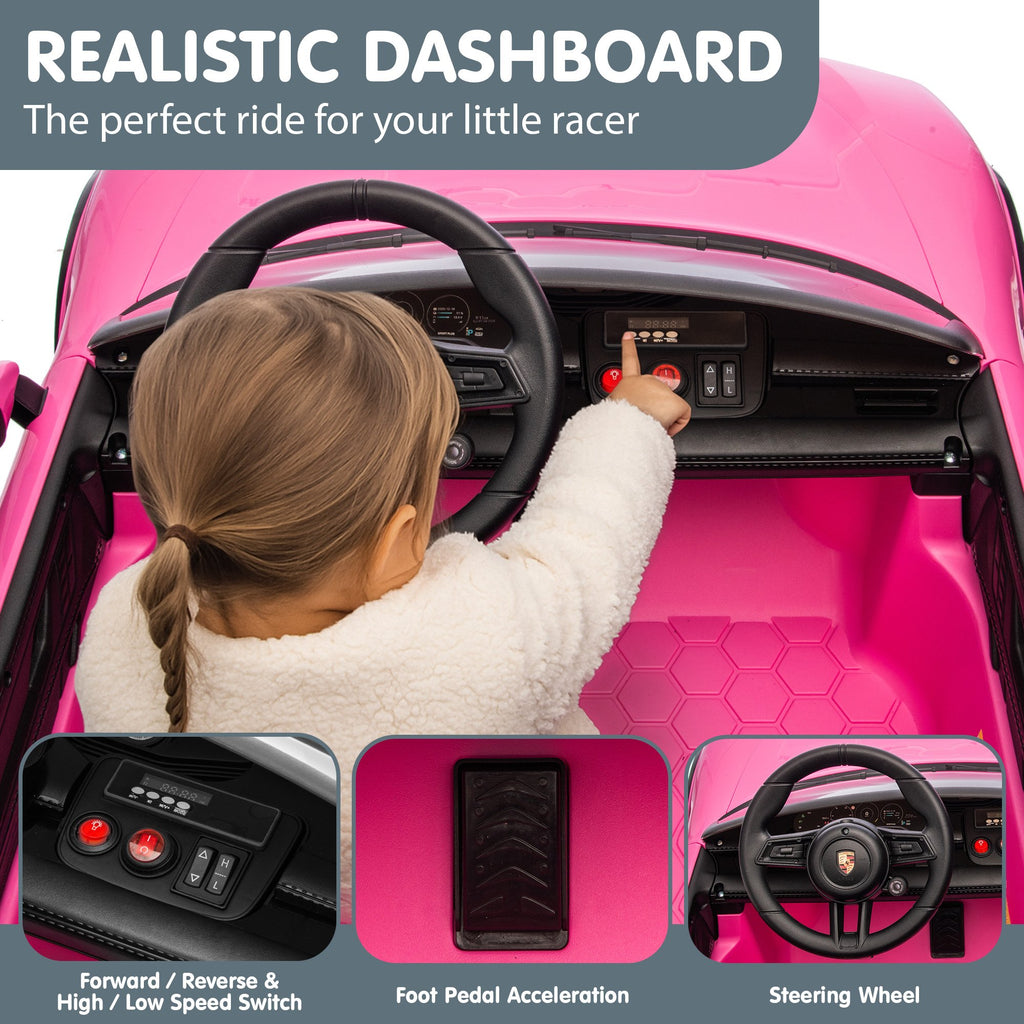 Porsche Taycan Turbo S 12V Kids Electric Ride-On Car, Pink