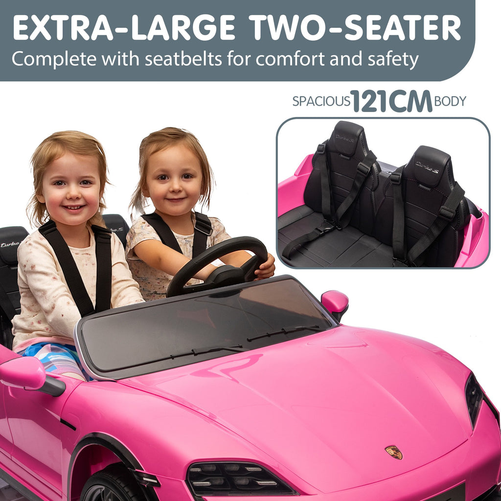 Porsche Taycan Turbo S 12V Kids Electric Ride-On Car, Pink