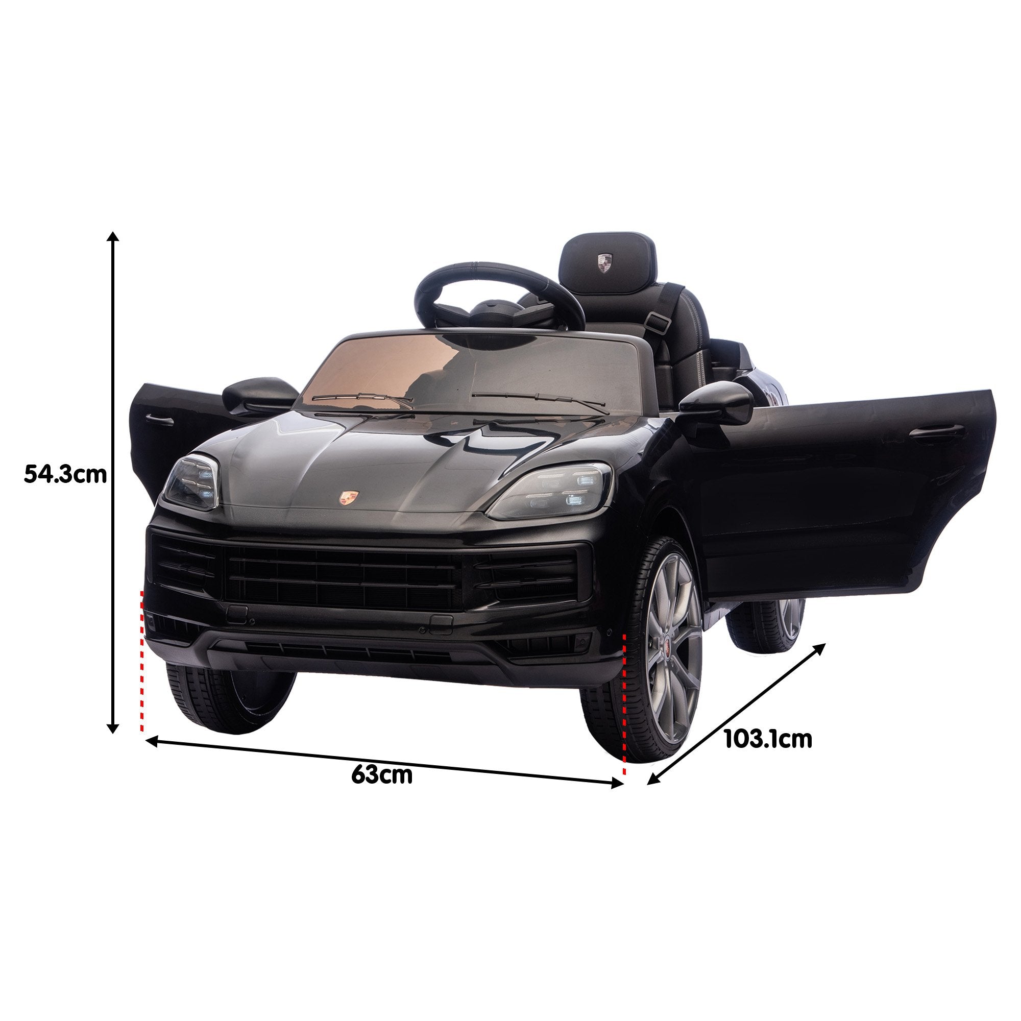 Porsche Cayenne E-Hybrid Coupe 12V Kids Electric Ride-On Car, Black