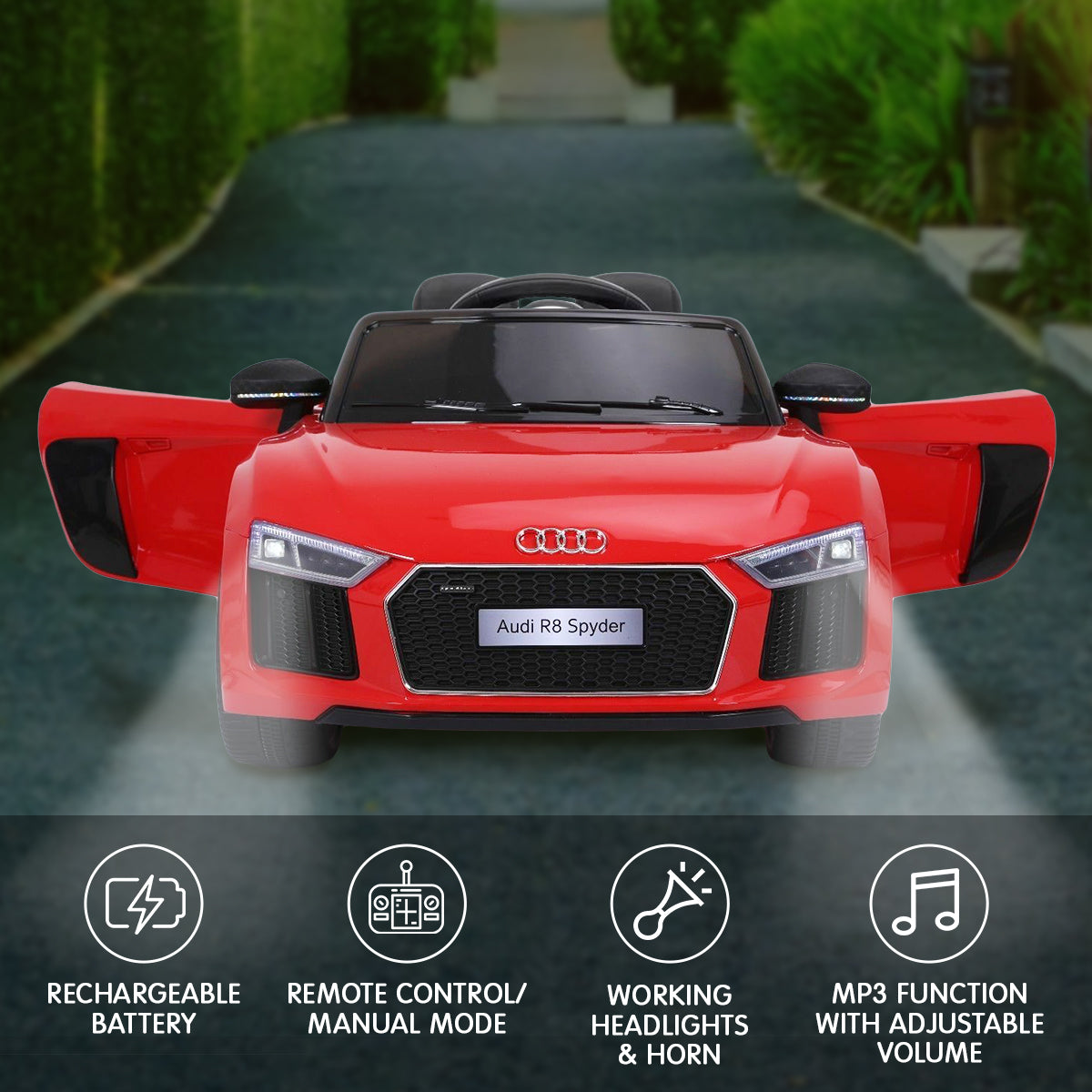 Audi R8 Spyder 6V Kids Electric Ride-On Car, Red