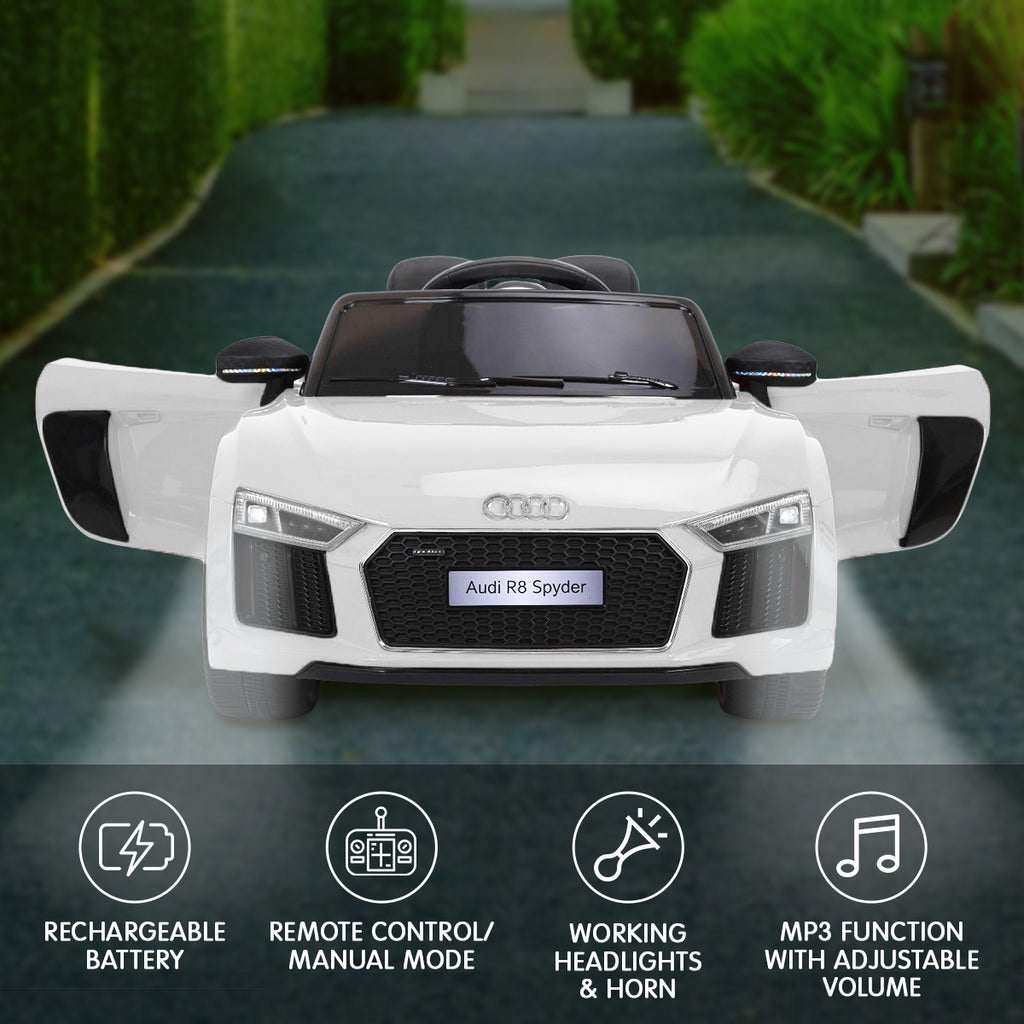 Audi R8 Spyder 6V Kids Electric Ride-On Car, White