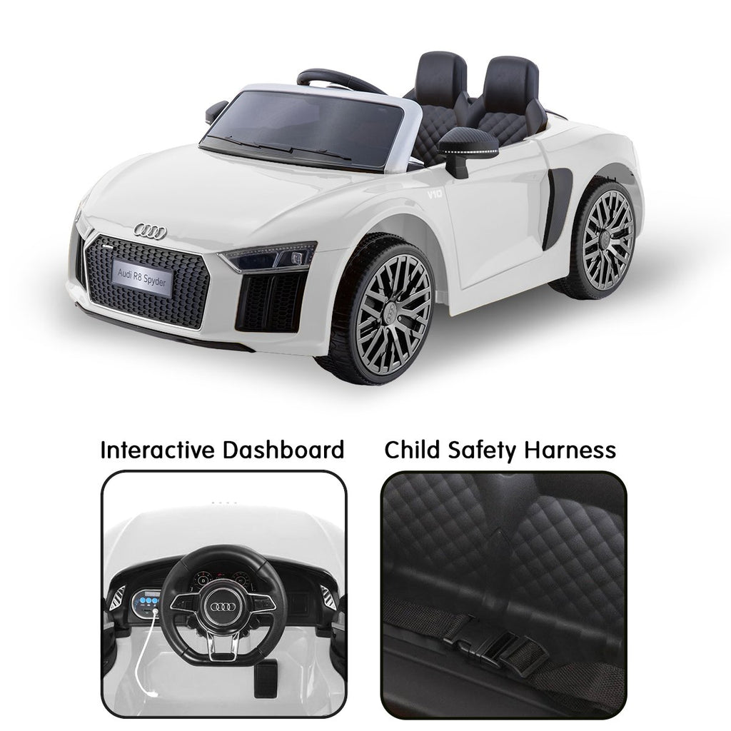 Audi R8 Spyder 6V Kids Electric Ride-On Car, White