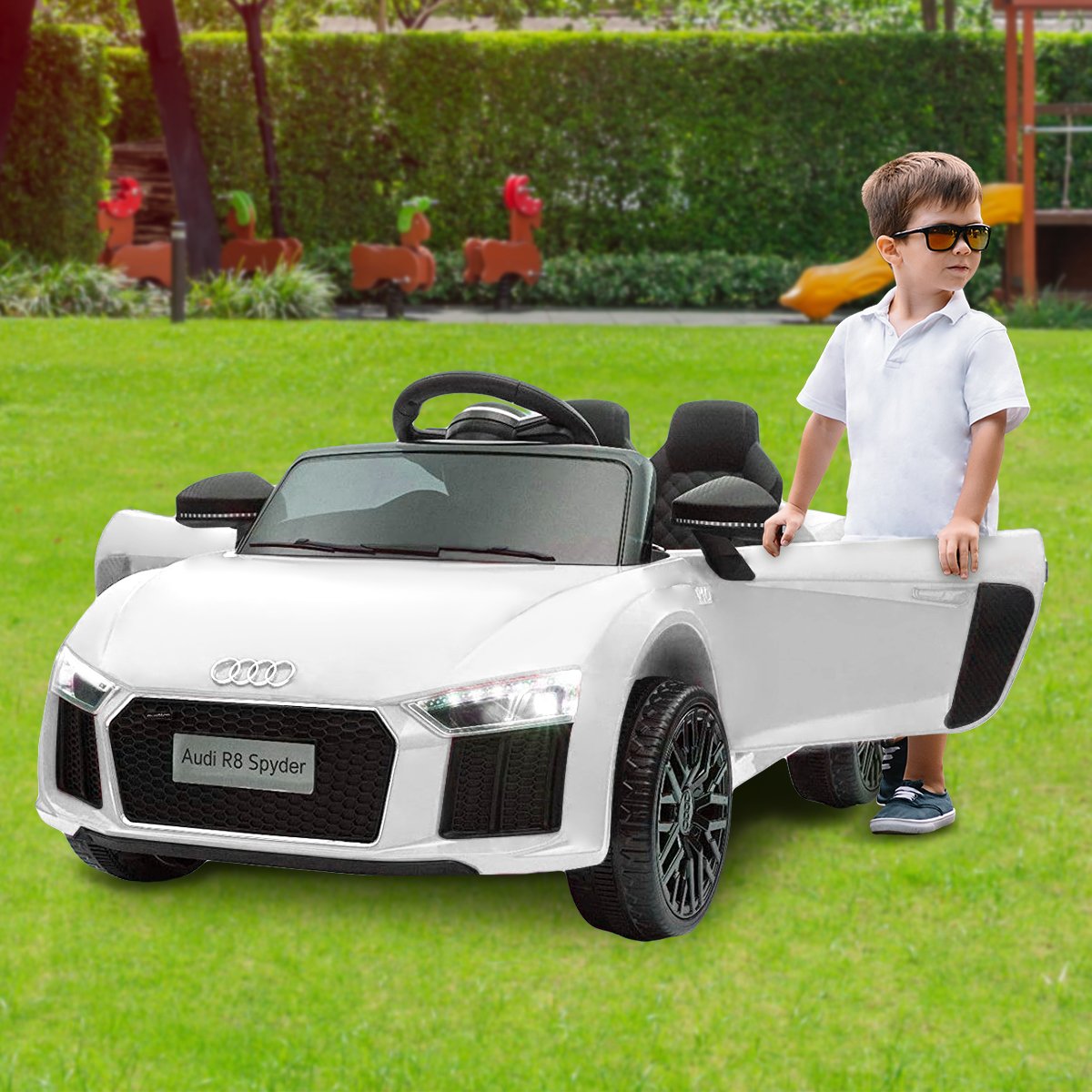 Audi R8 Spyder 6V Kids Electric Ride-On Car, White