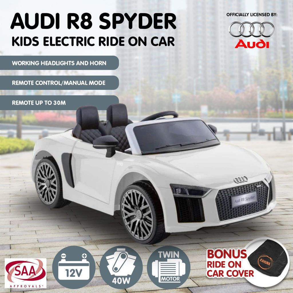 Audi R8 Spyder 6V Kids Electric Ride-On Car, White