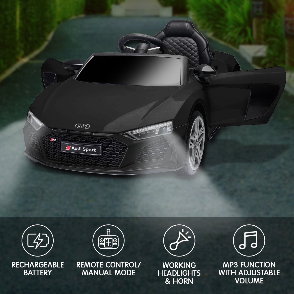Audi Sport 12V Kids Electric Ride-On Car, Black