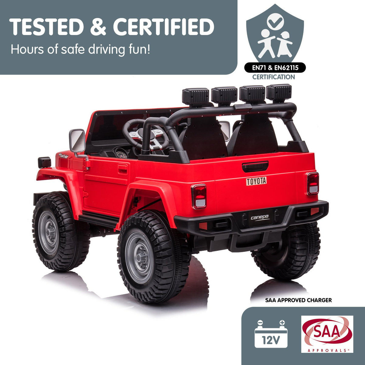 Toyota FJ40 12V Kids Electric Ride-On Car, Red