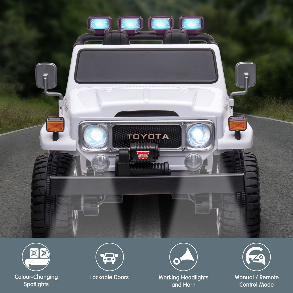 Toyota FJ40 12V Kids Electric Ride-On Car, White