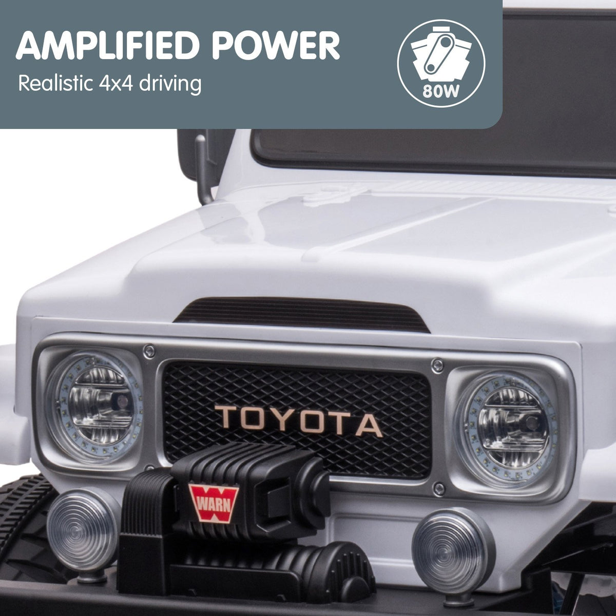 Toyota FJ40 12V Kids Electric Ride-On Car, White